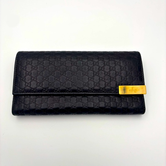 Gucci Black Leather Wallet with GG Monogram - Picture 1 of 7